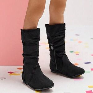 Girls Faux fur black bootss